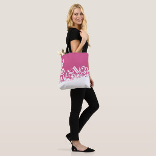 Bolso De Tela Notas musicales jumled Hot Pink and White
