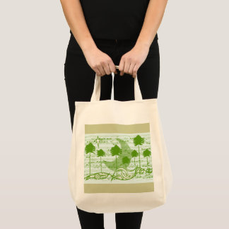 Bolso De Tela Notas musicales Luna y árboles verdes