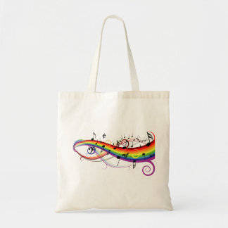 Bolso De Tela Notas musicales negras del arco iris