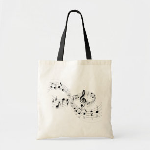 Bolso De Tela Notas musicales sobre una línea de personal la