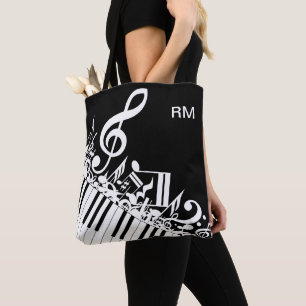 Bolso De Tela Notas musicales y llaves embarulladas