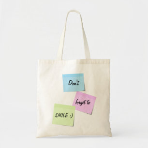 Bolso De Tela Notas pegajosas Colores pastel Cuidados Texto sonr
