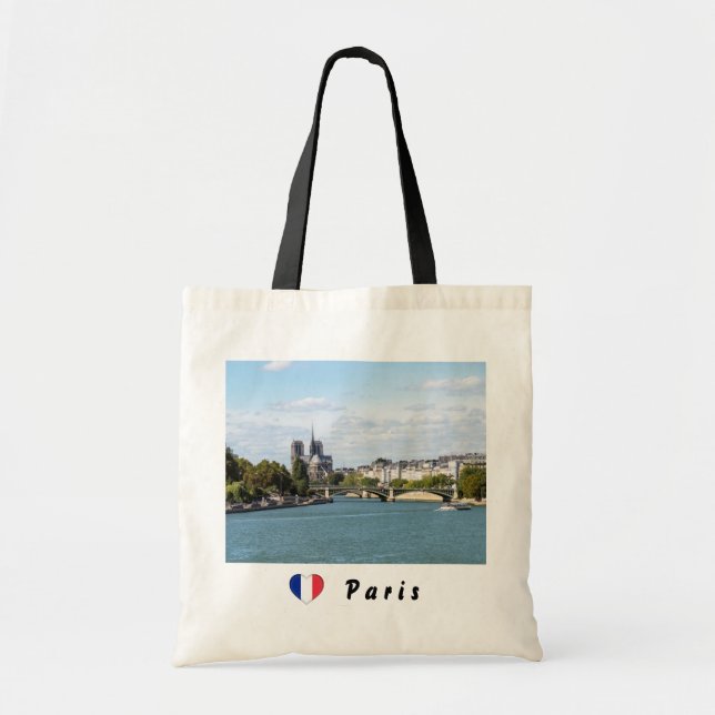 Bolso De Tela Notre Dame de París y el río Sena - Francia (Frente)