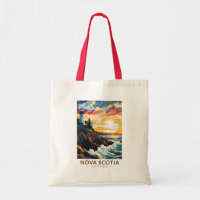 Nova Scotia Canada Lighthouse Travel Art Vintage