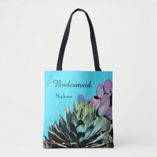 Bolso De Tela Novia, Agave & Cactus, Nombre, Turquesa