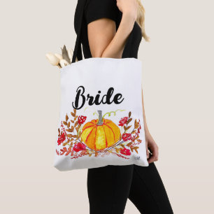 Bolso De Tela Novia Boda de Caída Floral de Calabaza de Otoño