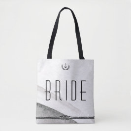 Bolso De Tela Novia Boda Náutico Bandas Gris Y Blanco