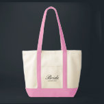 Bolso De Tela Novia clásica con nombre y manos rosadas Bonito<br><div class="desc">Perfecto para las novias modernas y de moda,  esta elegante selección cuenta con tipografía de bonito y el nombre de la novia. Las vibrantes mangos de color rosa magenta hacen de este un lugar verdaderamente destacado. En este diseño clásico también se pueden encontrar otros colores de moda.</div>