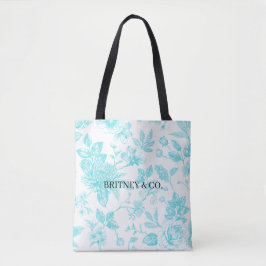 Bolso De Tela Novia & Co. Toile Floral Teal Personalizada