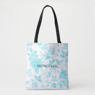 Bolso De Tela Novia & Co. Toile Floral Teal Personalizado