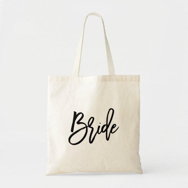 Bolso De Tela Novia con guión de pincel moderno (Frente)