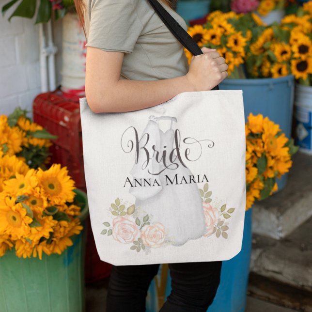 Bolso De Tela Novia de Boda Elegante Moderna Floral Rosa Pálido (Subido por el creador)