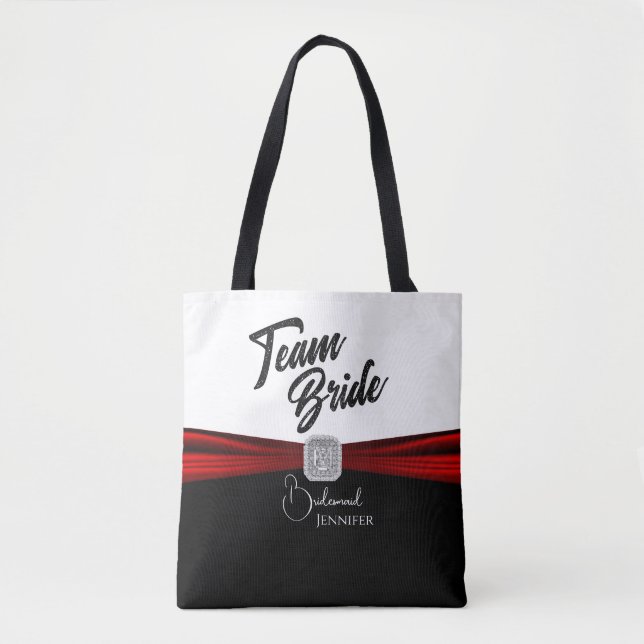 Bolso De Tela Novia de equipo negro, blanco y rojo (Anverso)