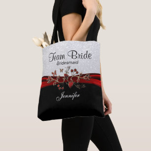 Bolso De Tela Novia de equipo negro, blanco y rojo