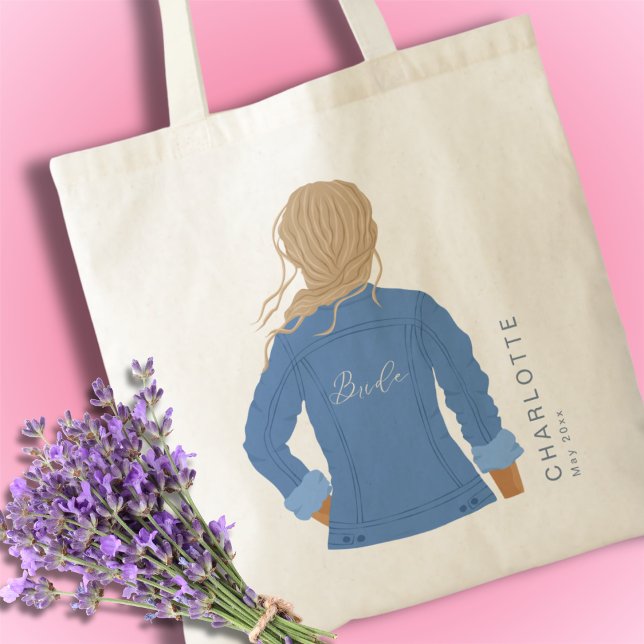Bolso De Tela Novia de pelo largo de mano Denim Jacket Blonde (Subido por el creador)