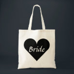 Bolso De Tela Novia del Corazón Negro<br><div class="desc">Este nombre personalizado monograma lindo mochila de teta vintage es la mejor idea de regalo para novias y damas de honor en bodas.</div>