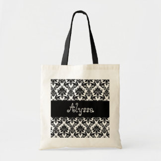 Bolso De Tela Novia del damasco o regalo blanca negra de la dama