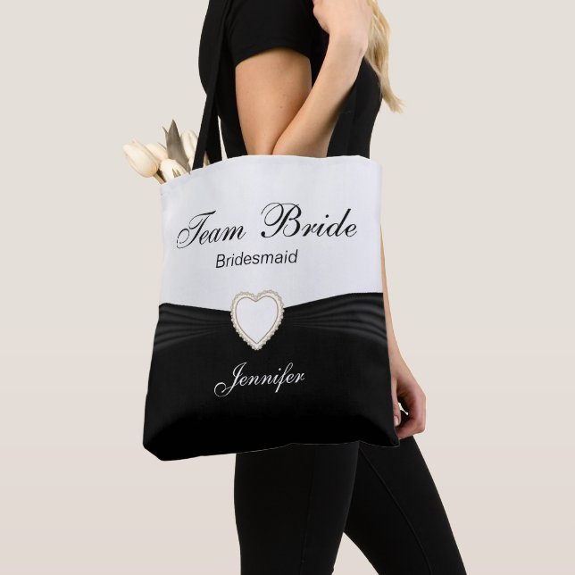 Bolso De Tela Novia del equipo blanco y negro (Detalle)