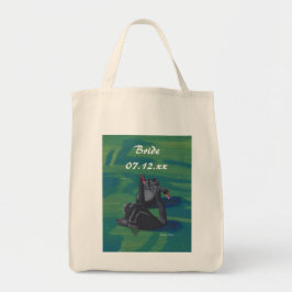 Bolso De Tela Novia Dos Cisnes Negras Nadando Boda Tote Bags