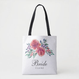 Bolso De Tela Novia floral acuarela romántica