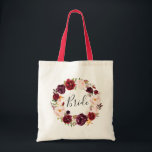 Bolso De Tela novia floral burdeos<br><div class="desc">diseño floral y texto</div>