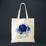 Bolso De Tela Novia floral metálica de plata blanca azul real<br><div class="desc">Elegante bolso de tote de boda de color blanco azul real con un elegante ramo de azul real,  marina,  plata,  flores rosas de color blanco puro y hojas de eucalipto verde salado. Comuníquese conmigo para obtener ayuda sobre la personalización o si necesita cualquier otro producto con este diseño.</div>