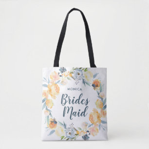 Bolso De Tela Novia floral Monogramada