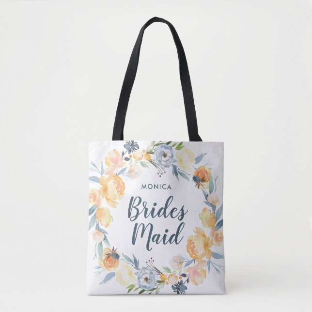 Bolso De Tela Novia floral Monogramada (Anverso)