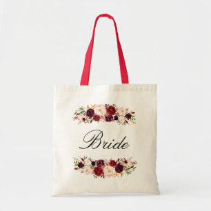 Bolso De Tela novia floral rosa burdeos