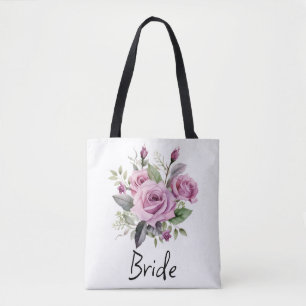 Bolso De Tela Novia floral Rosa púrpura Novia de bodas elegante