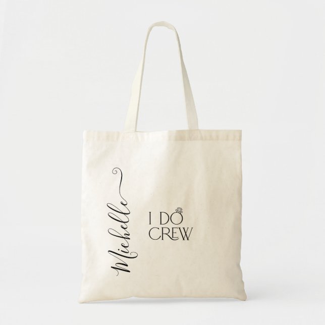 Bolso De Tela Novia I Do Crew Custom Name Boda Ring (Frente)