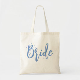 Bolso De Tela Novia Lindo Divertido Script Caligrafía Simple Azu