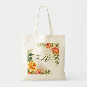 Bolso De Tela Novia Monograma Naranja del partido de la boda Flo