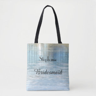 Bolso De Tela Novia, Nombre, Blue Abstract Water Reflation