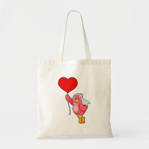 Bolso De Tela Novia Pájaro con Velo y Globo de Corazón