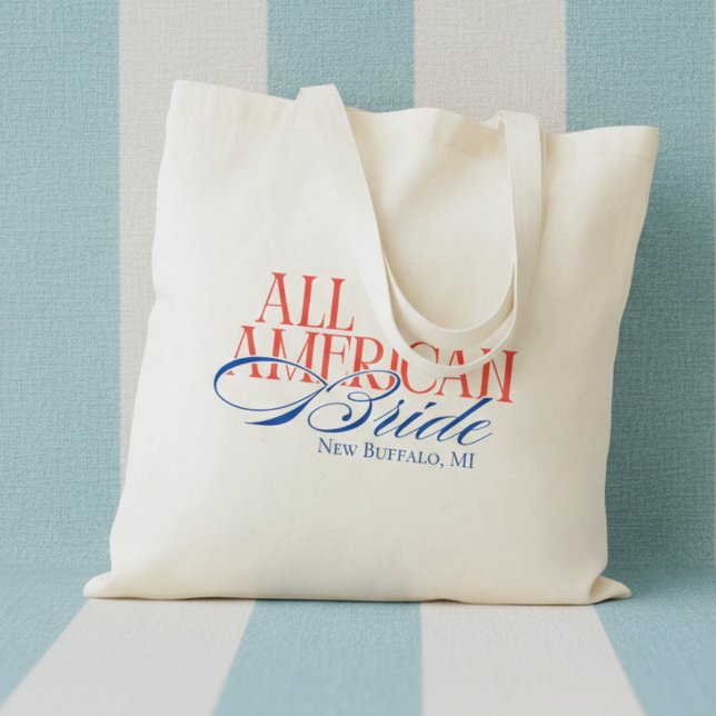 Bolso De Tela Novia Patriótica Americana de Soltera (Patriotic All American Bride Bachelorette Tote Bag)