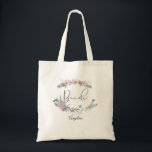 Bolso De Tela Novia personalizada de Boho Floral<br><div class="desc">Reconocerse como LA NOVIA con esta bolsa de tote personalizada con flores silvestres de color dulce, hermoso y pastel en tonos de lila, violeta, melocotón, rubia, azul y verde polvoriento y personalizada con tu nombre. Contacte con el diseñador si desea que este diseño sea modificado o que otro producto complemente...</div>