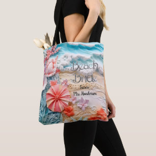 Bolso De Tela Novia playa fiesta de novias océano azul personali