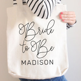 Bolso De Tela Novia por Casarse Escritura Moderna Negra Bodas Pe
