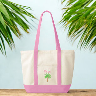 Bolso De Tela Novia Preppy Palm Tree Honeymoon