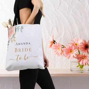 Bolso De Tela Novia rosa dorado floral elegante escritura