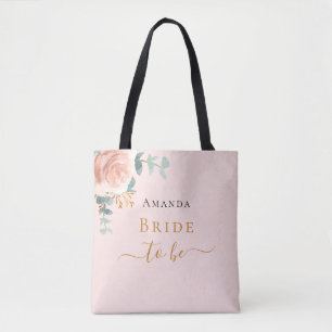 Bolso De Tela Novia rosa oro floral eucalipto rosa chic