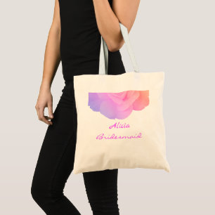 Bolso De Tela Novia Rosa Rosa Rosa Nombre personalizado Boda Flo
