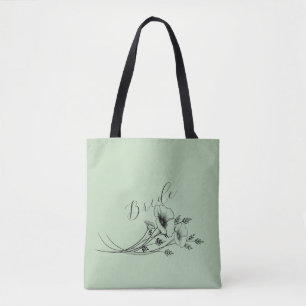 Bolso De Tela Novia Sage Wildflower Doodle