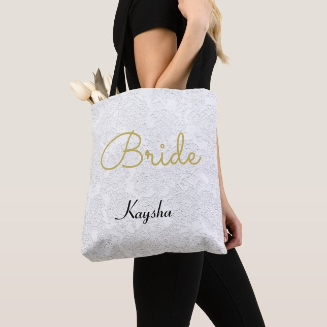 Bolso De Tela Novia simple Boda de oro blanco (Detalle)