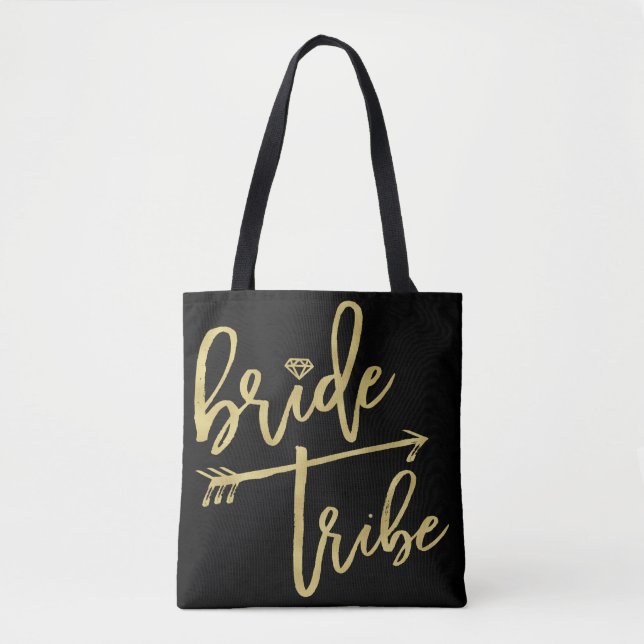 Bolso De Tela Novia Tribe Gold Diamond Bridal Party Tote Bag (Anverso)