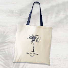 Bolso De Tela Novia Tribu Azul Marino Palma Tropical Personaliza