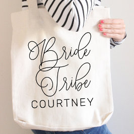 Bolso De Tela Novia Tribu Negro Moderno Script Personalizado Dam