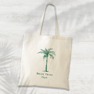 Bolso De Tela Novia Tribu Verde Palma Tropical Personalizada