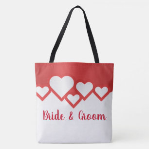 Bolso De Tela Novia y Groom del Corazón Rojo